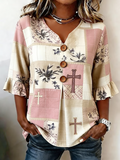 Women'S Casual Faith & Floral Print Top