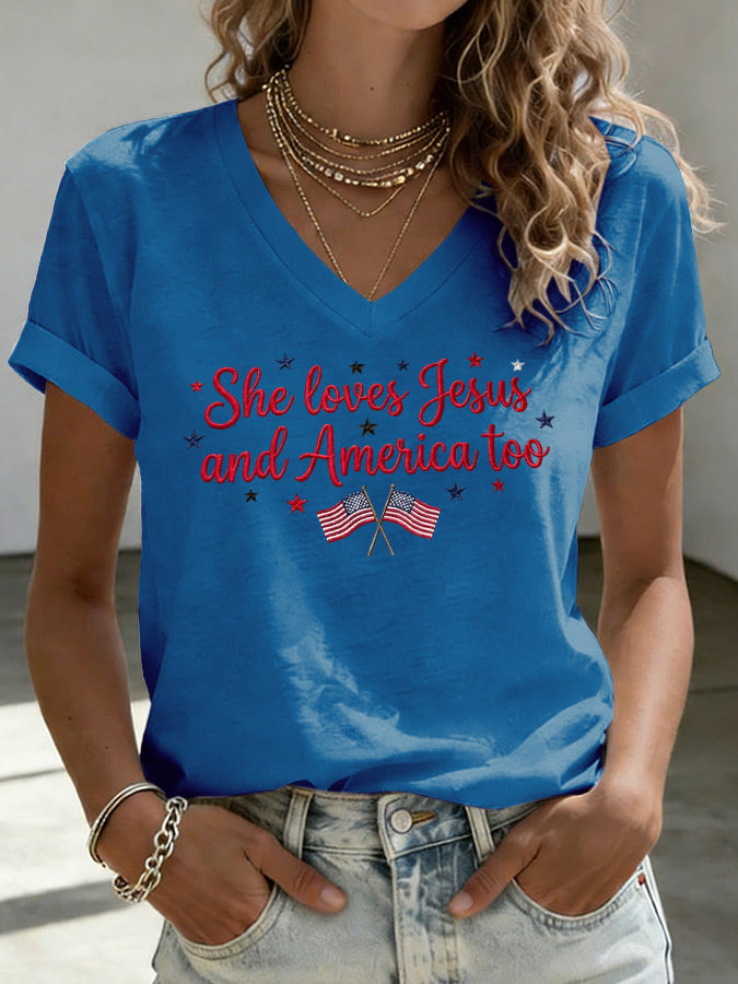 Women'S Faith Patriotic Printed Casual T-Shirt