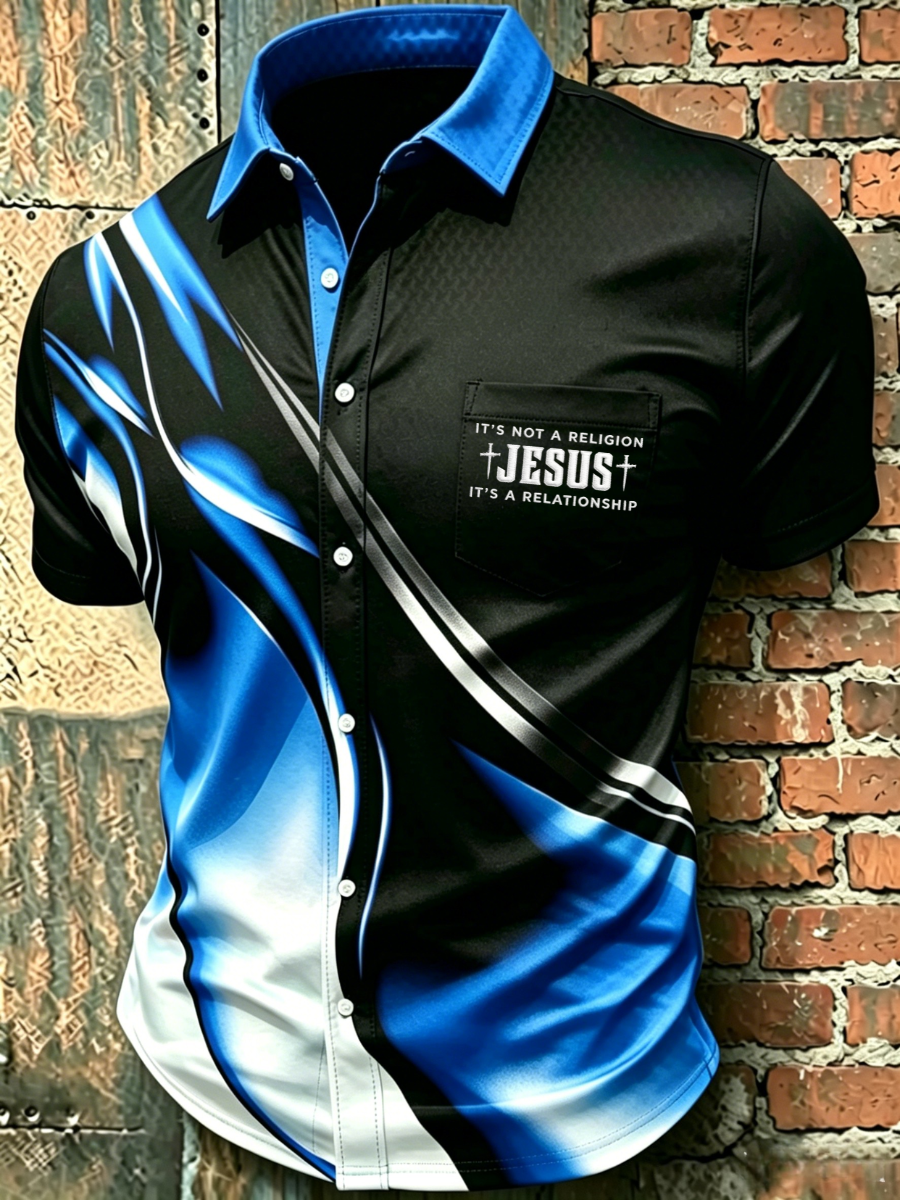 Men's Faith Casual Pocket Printed Shirt