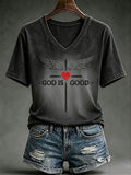 Women'S Faith Slogan Pattern Printed Leisure Hort Sleeve T-Shirt