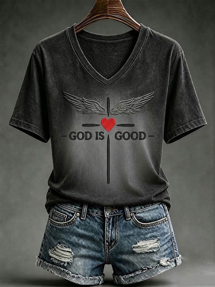 Women'S Faith Slogan Pattern Printed Leisure Hort Sleeve T-Shirt