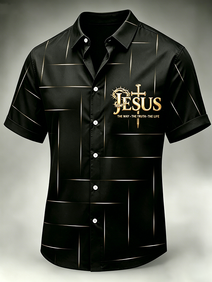 Men's Faith Cross Printed Casual Shirt