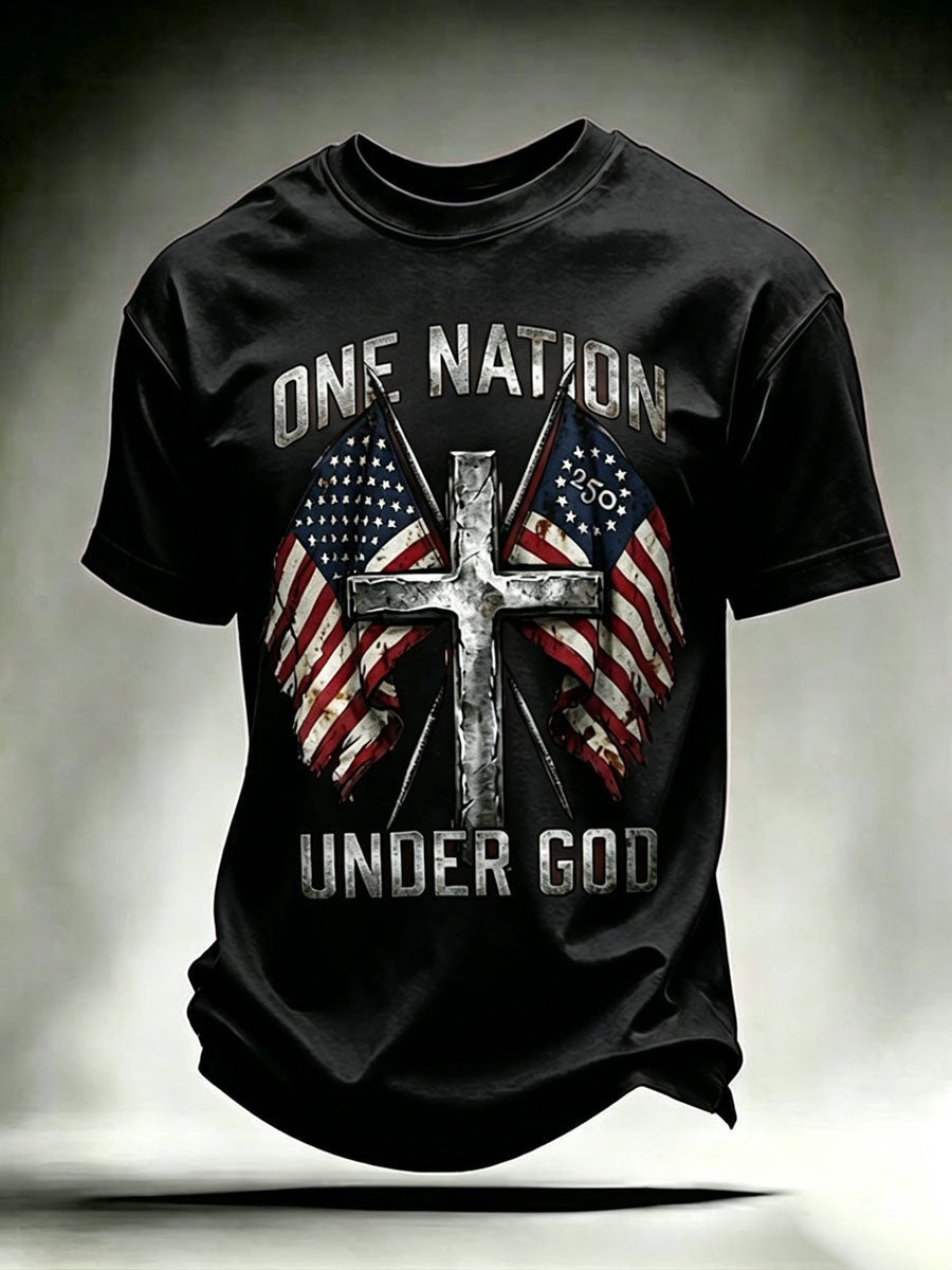Men'S USA Independence Day Faith Art Printed T-Shirt