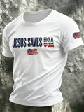 Men's Casual JESUS SAVES USA Embroidered T-Shirt