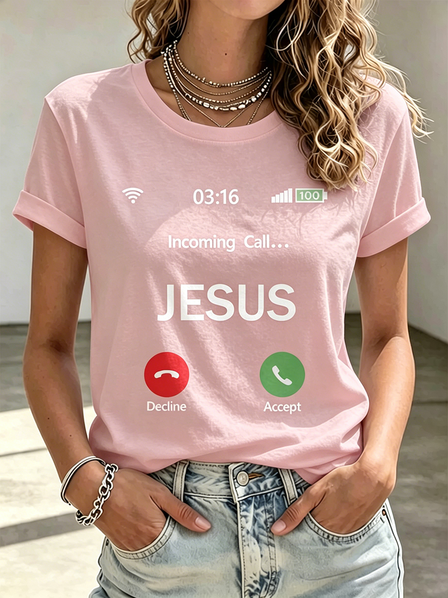 Faith Cross Printed Round Neck Top