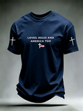 Men's American Flag Faith Printed Casual T-shirt