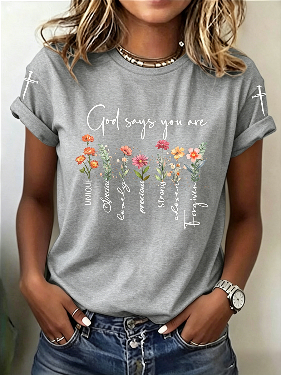 Faith In Jesus Slogan Slogan Commemorative Print Casual T-Shirt