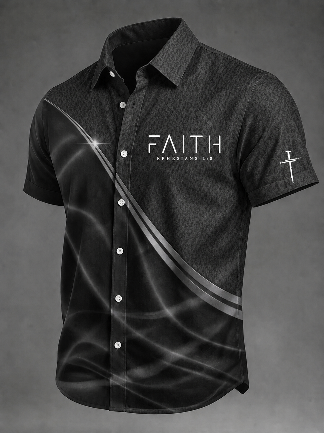 Men's casual belief art personalized printed collar shirt