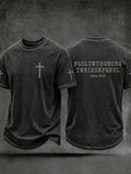 Men's Faith Cross Printed Casual T-Shirt