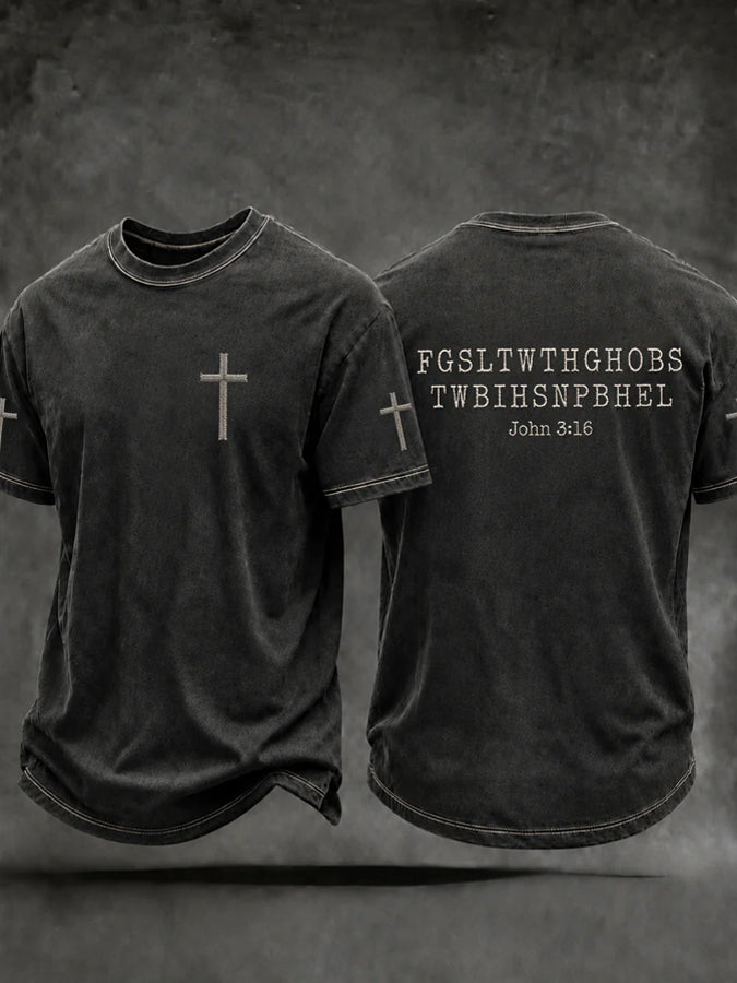 Men's Faith Cross Printed Casual T-Shirt