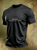 Jesus Faith Memorial Washed Vintage Printed Round Neck T-Shirt