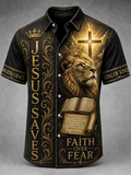 Religious Belief Jesus Print Lapel Top