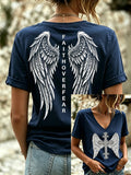 Women's Faith Over Fear Angel Wings Casual T-shirt