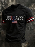 Men's Casual Simple Faith Cross Embroidered T-Shirt