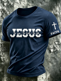 Men's Faith Embroidered Casual T-Shirt