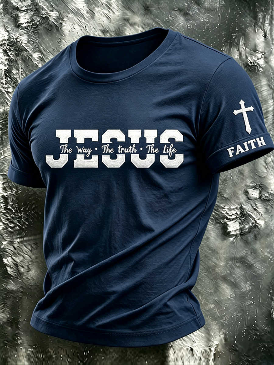 Men's Faith Embroidered Casual T-Shirt