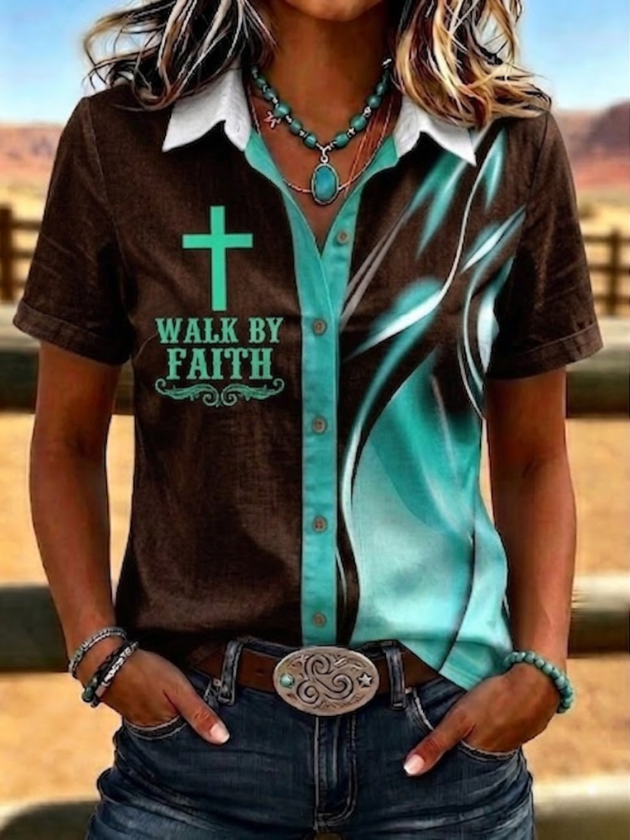 Women'S Retro Patriotic Art Printed Shirt