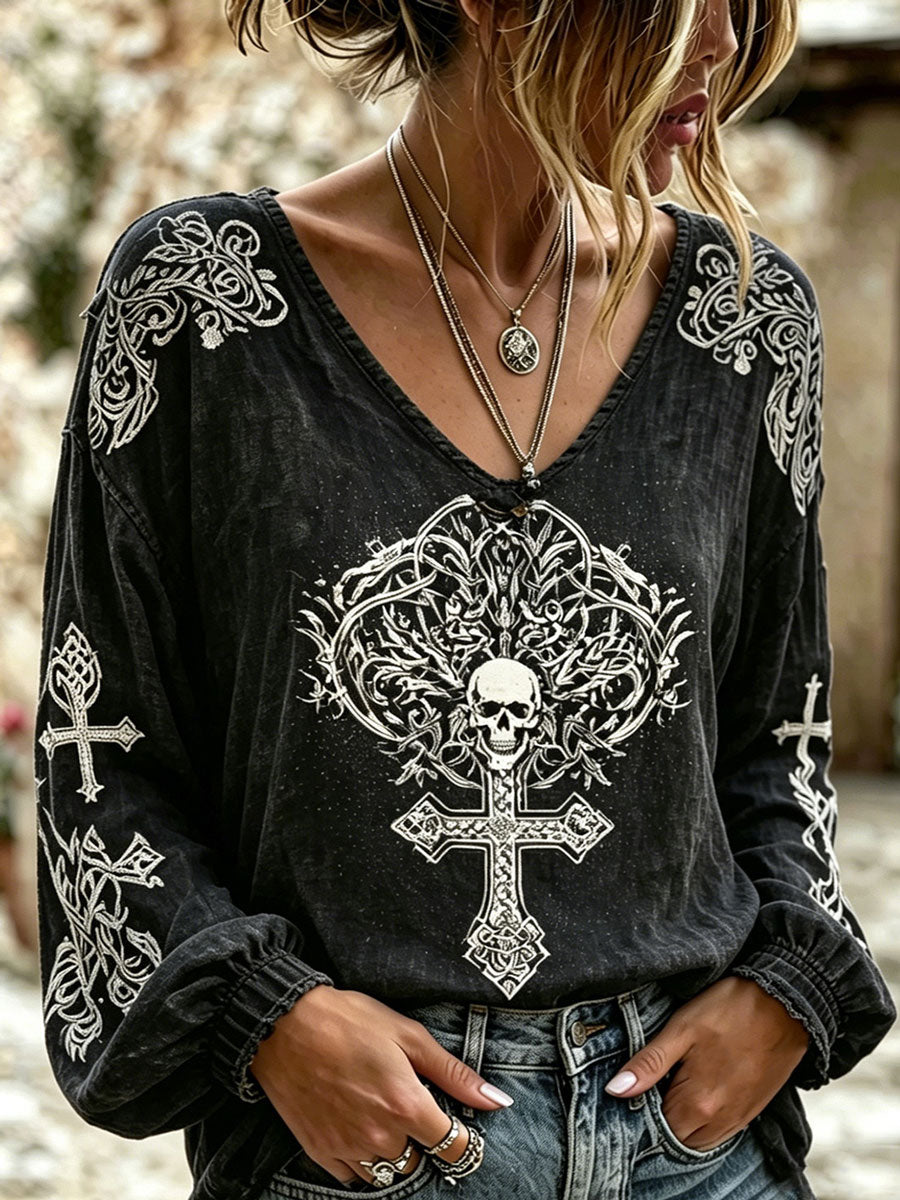 Retro Viking Style Faith Printed Women'S Shirt