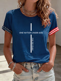 Women's Casual American Solitary Cross Printed T-shirt