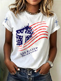 Women'S God Bless The American Flag Print Casual Top