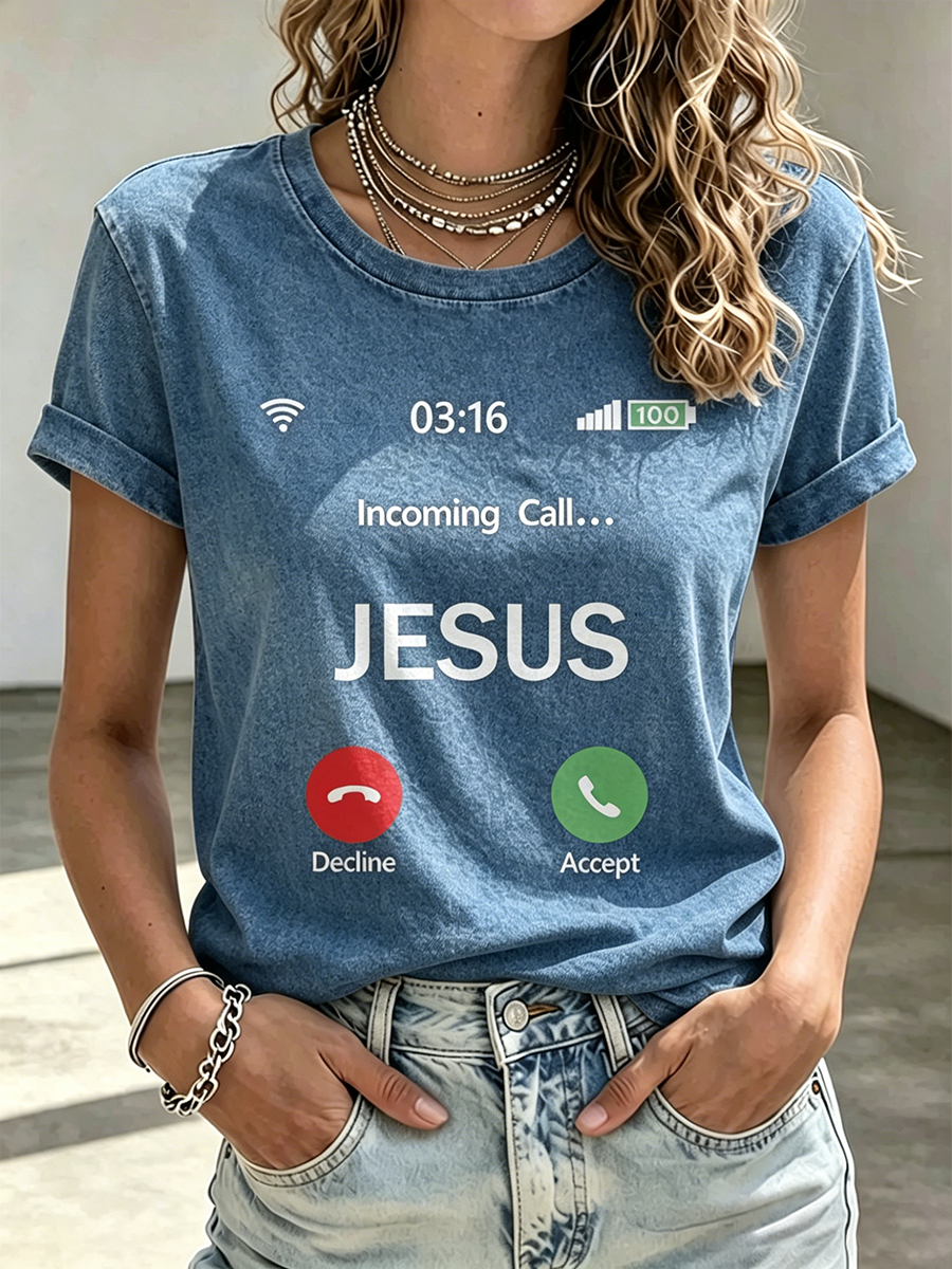 Faith Cross Printed Round Neck Top