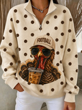 Women's Casual Thanksgiving Turkey Football Print Top
