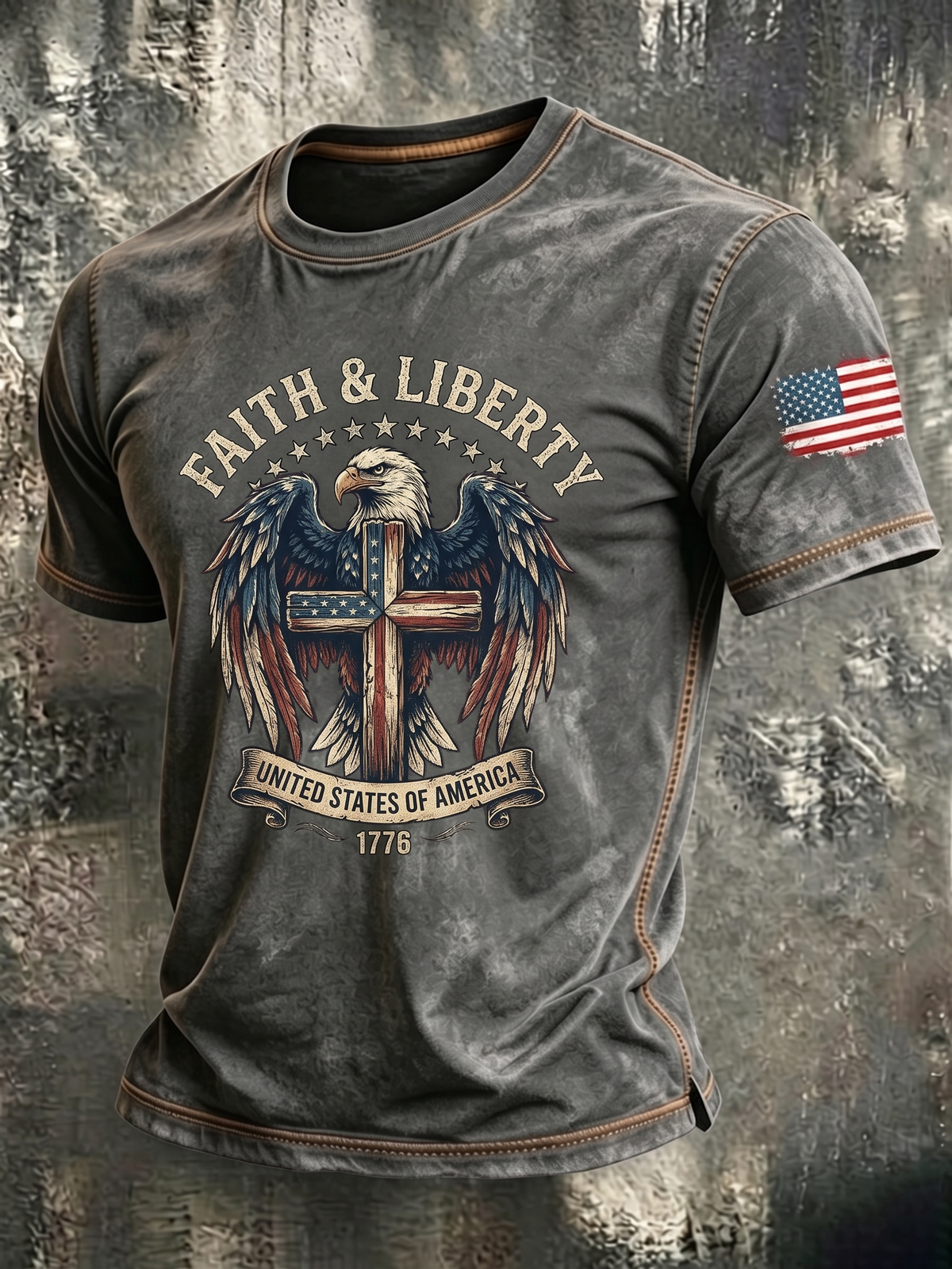 Men'S Faith Cross Printed Casual T-Shirt