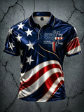 Men'S American Flag Print Casual Polo Shirt