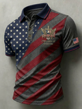 Men'S American Flag Print Casual Polo Shirt