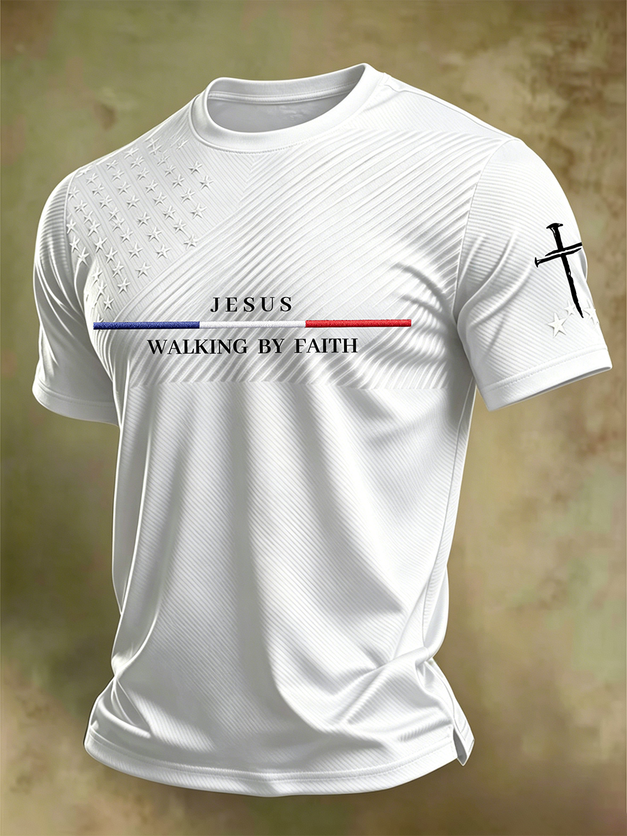 Jesus Faith Memorial Washed Vintage Printed Round Neck T-Shirt