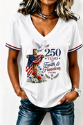 Women's American Jesus V-neck Printed T-shirt