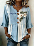 Women'S Retro Faith Floral Print Top