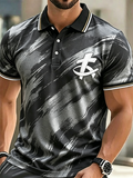 Men's Christian Embroidered Cross Brush Texture Polo Shirt
