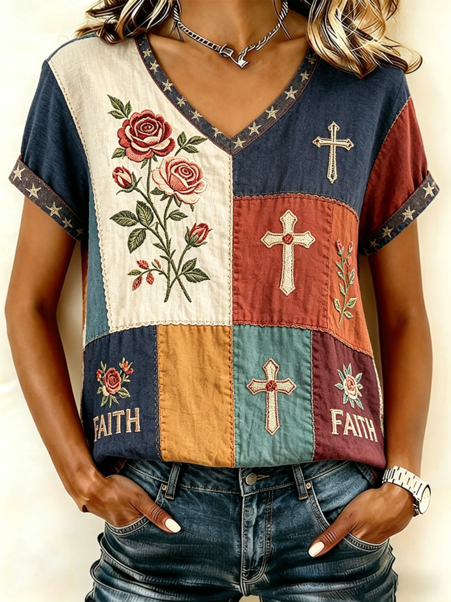 Women's Casual Retro Faith T-Shirt