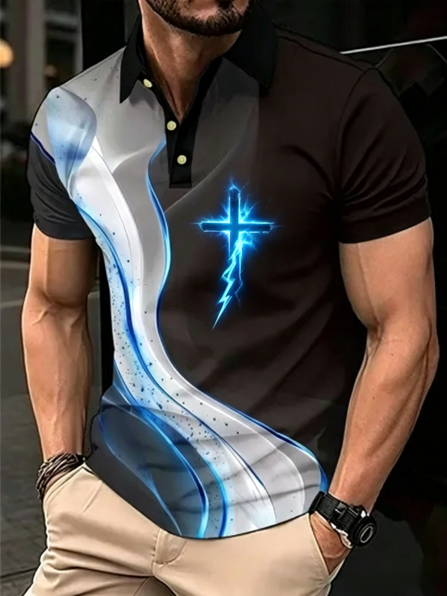 Men'S Christian Cross Floral Print T-Shirt