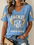 Women's Fly Free Jackie Print V-Neck T-Shirt