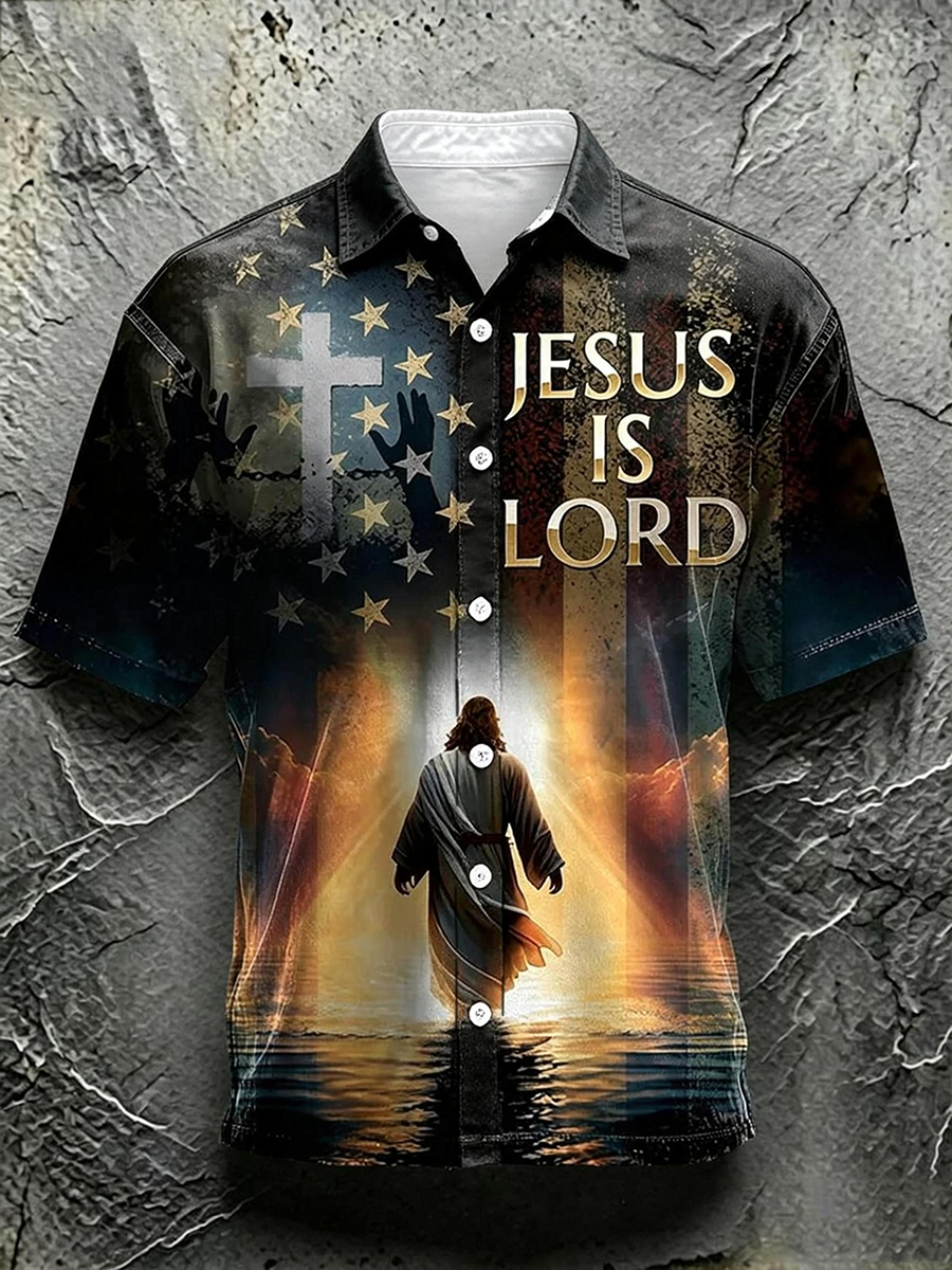 Faith Men's Casual Shirt For Independence Day In The United States