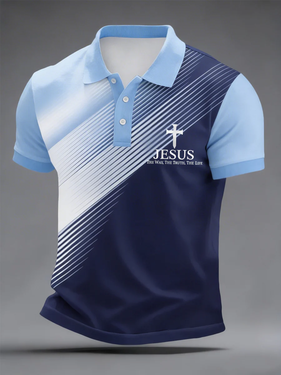 Men'S Jesus The Way The Truth The Life Geometric Print Casual Top