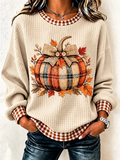 Women Plaid Crew Neck Casual Spring/Fall Long Sleeve Sweatshirt