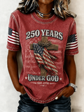 Women'S Flag 250Th Anniversary Printed Short Sleeve T-Shirt