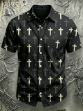 Religious Belief Jesus Cross Print Lapel Top