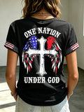 Women's Faith American Flag 1766 Eagle Print Top