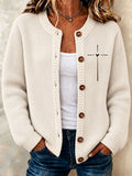 Women's Faith Cross Printed Knitted Cardigan