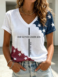 Women's 250th Anniversary Patriotic Printed Casual V-neck T-shirt