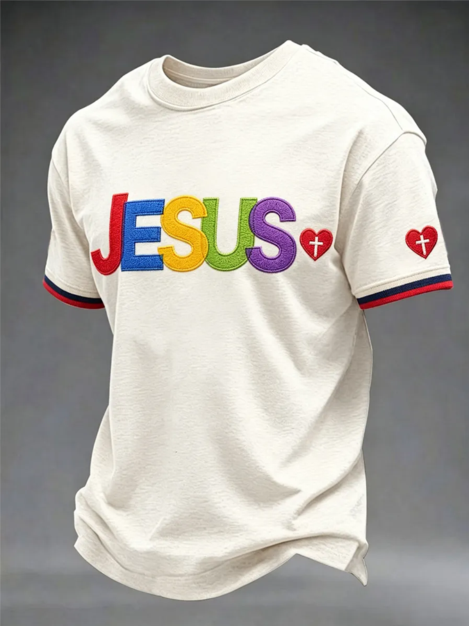 Men's Religious Beliefs Print Short Sleeve T-shirt