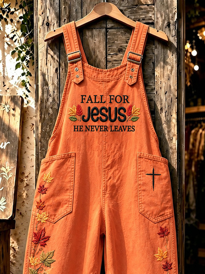Women's Retro Autumn Plaid Cross Print Overalls