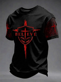 Men's Jesus Religious Beliefs Printed Short Sleeve T-shirt
