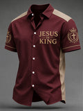 Men's Retro Faith Casual Printed Short-Sleeve Shirt
