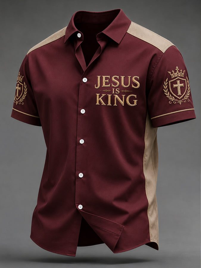 Men's Retro Faith Casual Printed Short-Sleeve Shirt