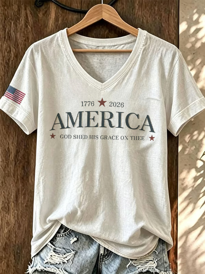 Women'S Faith American Flag Printed T-Shirt